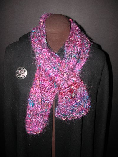 Hand Knit Scarf. Pink Mohair.