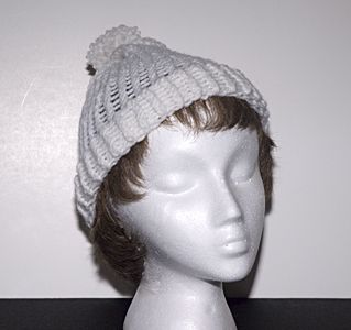 Men or Women's Hat, White Hand Knit 