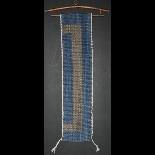 Wall Hanging, Handwoven, Blue and Beige 