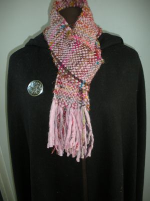 Women's Scarf, Handwoven Recycled Sari Silk, Uruguayan Wool, Lavender
