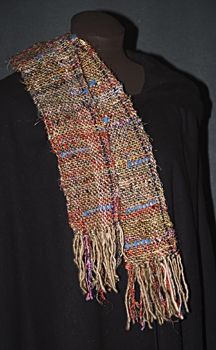 Women's Scarf. Handwoven Sari Silk & Uruguayan Wool.