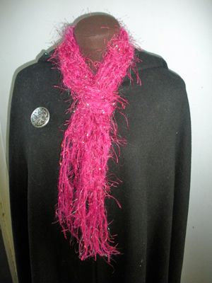 Women's Scarf - Delicate Lacy Hand Knit Pink