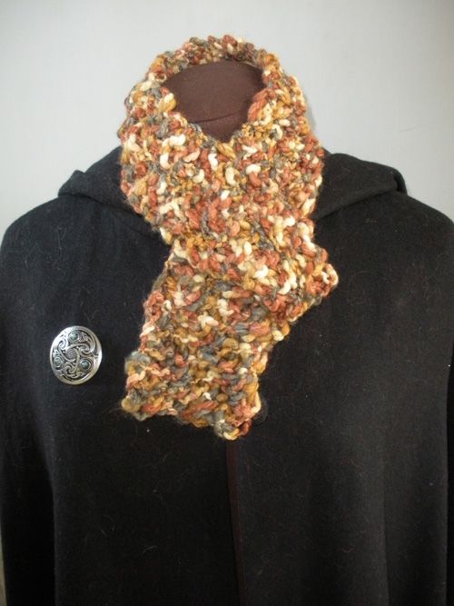 Men's or Women's Scarf. Rust/Gray/Gold/Off White Nubby Knit Scarf