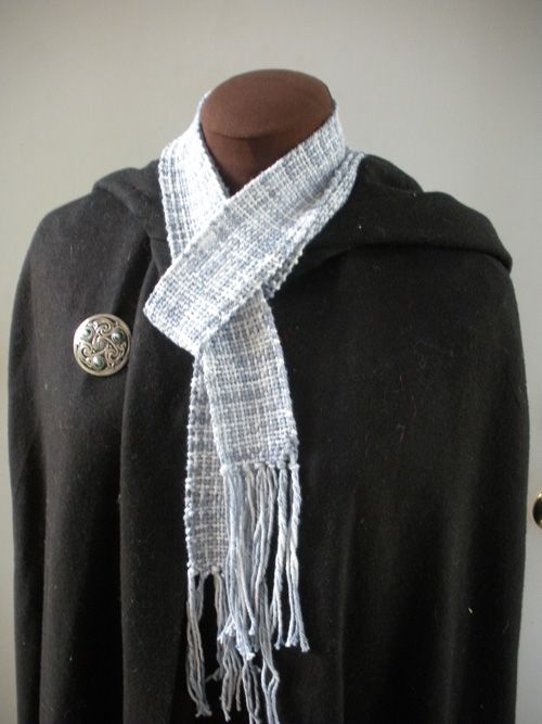Unisex Cotton Scarf. Denim Colored, Handwoven 
