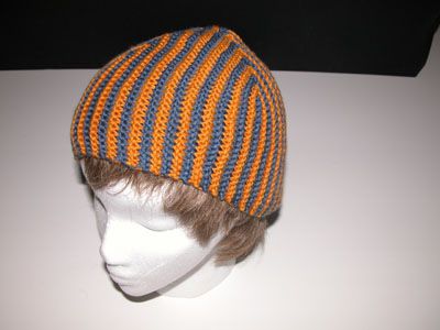 Boy's or Girl's Unisex Hat Gold and Deep Blue Striped