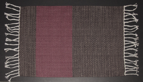 Handwoven Rug In Blocks of Burgundy and Brownish Gray