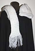 Men's or Women's Hand Knit Scarf & Hat. White