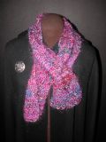 Hand Knit Scarf. Pink Mohair.