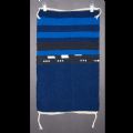 Ikat Striped Handwoven Rug. Shades of Blue, hand dyed.